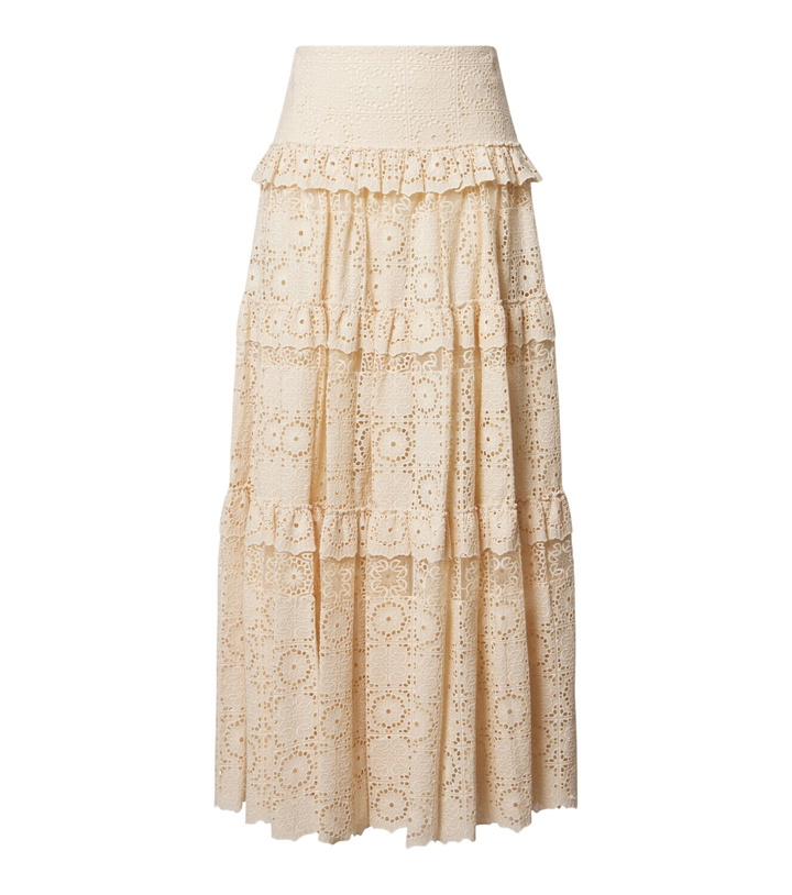 Photo: Elie Saab Guipure lace cotton and silk-blend maxi skirt