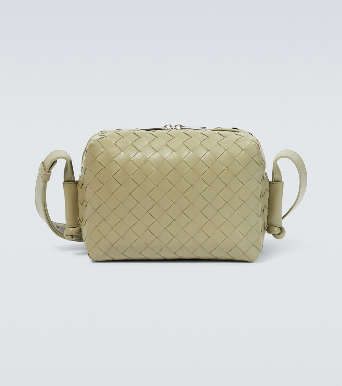 Bottega Veneta Mini Loop Crossbody Bag in White & Gold