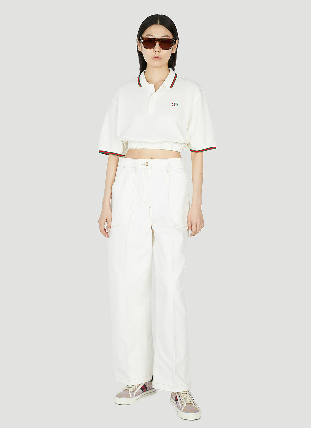 Gucci - Cropped Polo Top in White Gucci