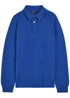 Begg & CO Player Melange Cashmere Polo Jumper Blue