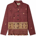 Kartik Research Men's Assamese Weave Jacket in Raja Red/Gold