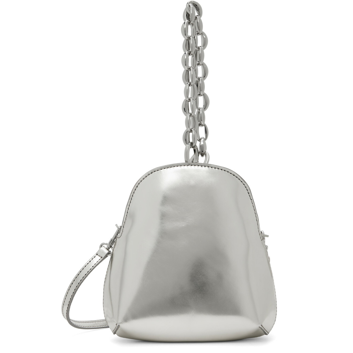 BY FAR Silver Koko Champagne Metallic Leather Bag