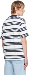 AAPE by A Bathing Ape White & Navy Striped T-Shirt