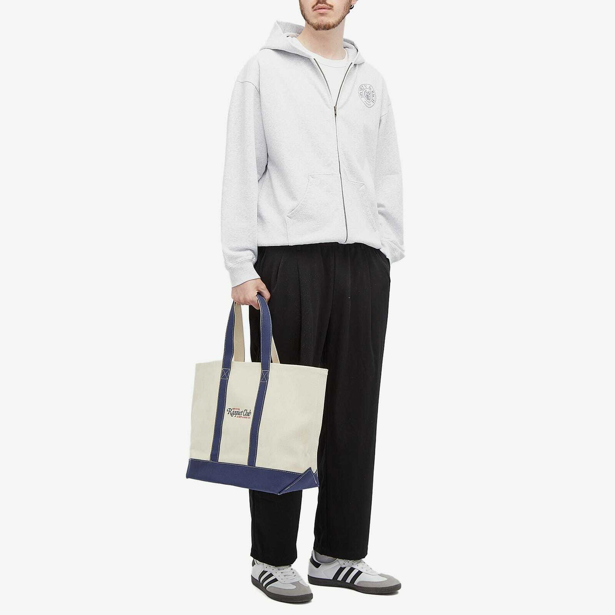 Sporty&Rich｜ (94 Racquet Club Two Tone Tote Bag - Natur Sporty & Rich Men's 94 Racquet Club Two Tone Tote Bag in