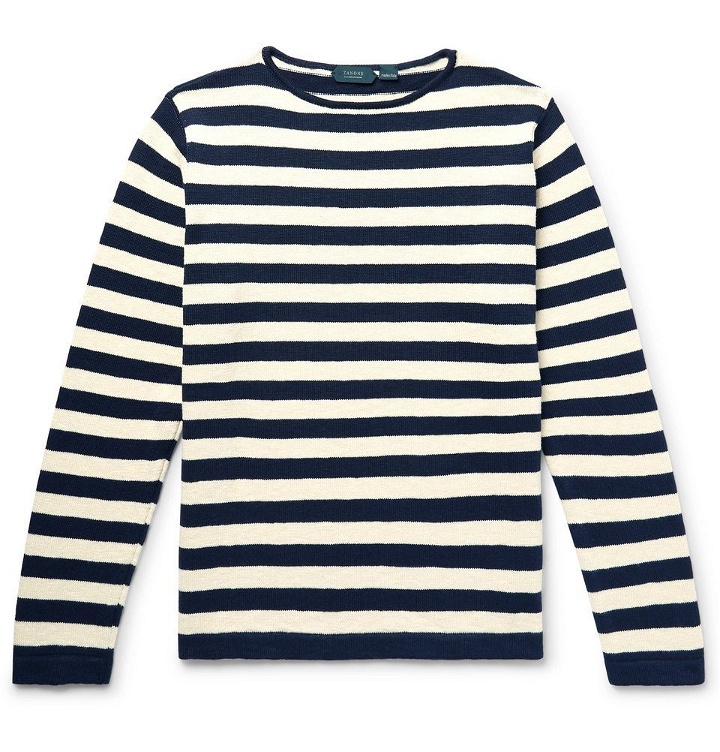 Photo: Incotex - Striped Cotton Sweater - Navy