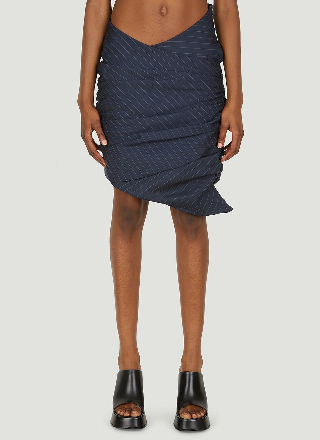 Lourdes Ruched Pinstripe Skirt