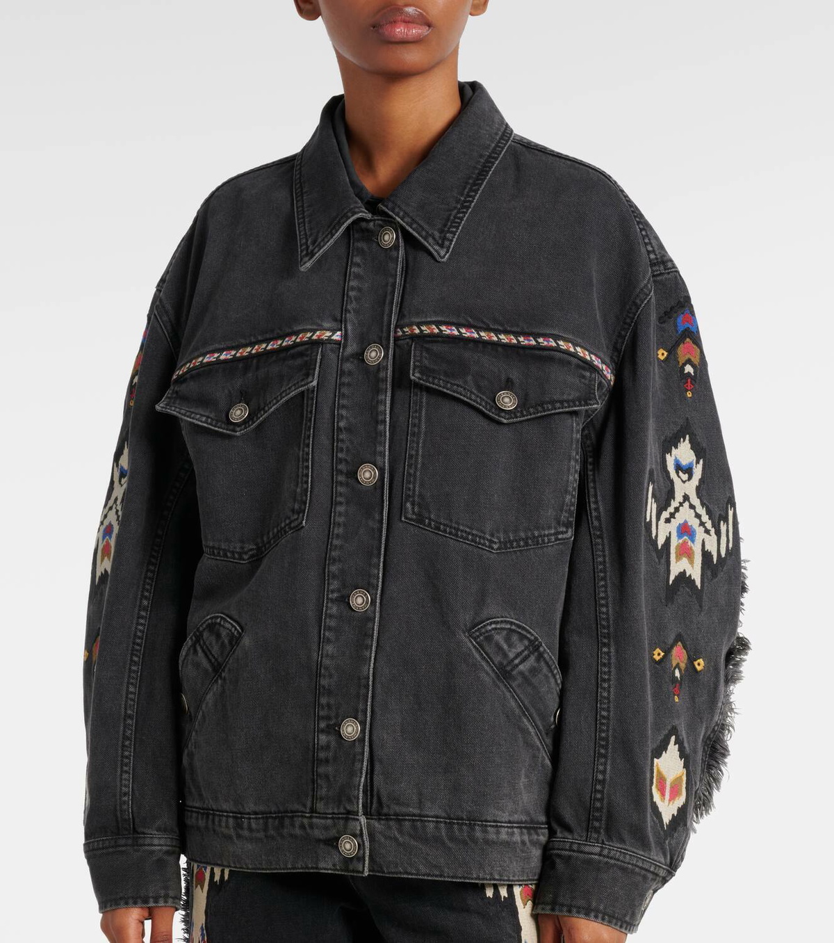 Marant Etoile Manona embroidered denim jacket