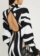 Balmain Zebra-jacquard Knit Midi Dress Multi Animal