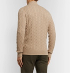 Loro Piana - Suede-Trimmed Cable-Knit Baby Cashmere Zip-Up Sweater - Neutrals