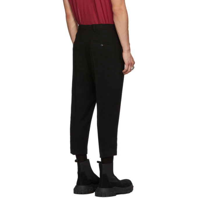 Rick Owens Black Slim Cropped Astaire Trousers