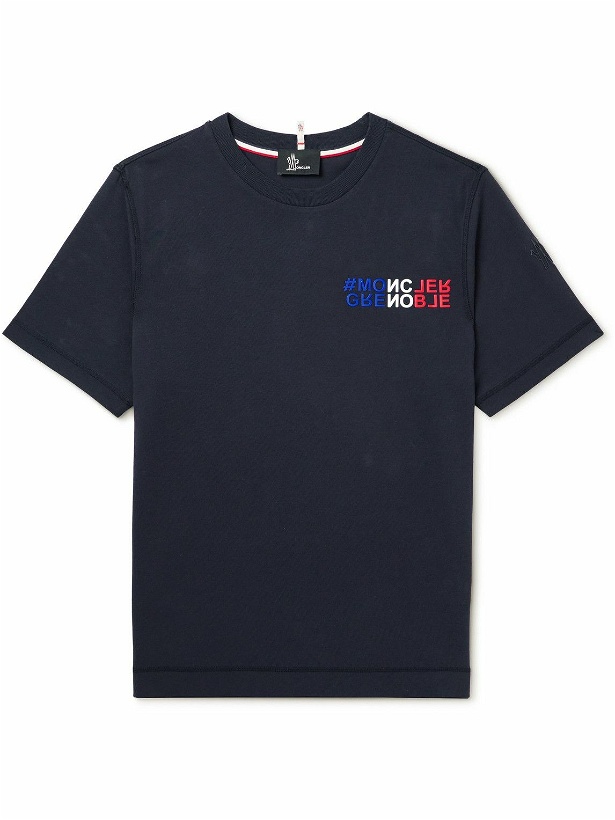 Photo: Moncler Grenoble - Slim-Fit Logo-Print Cotton-Jersey T-Shirt - Blue