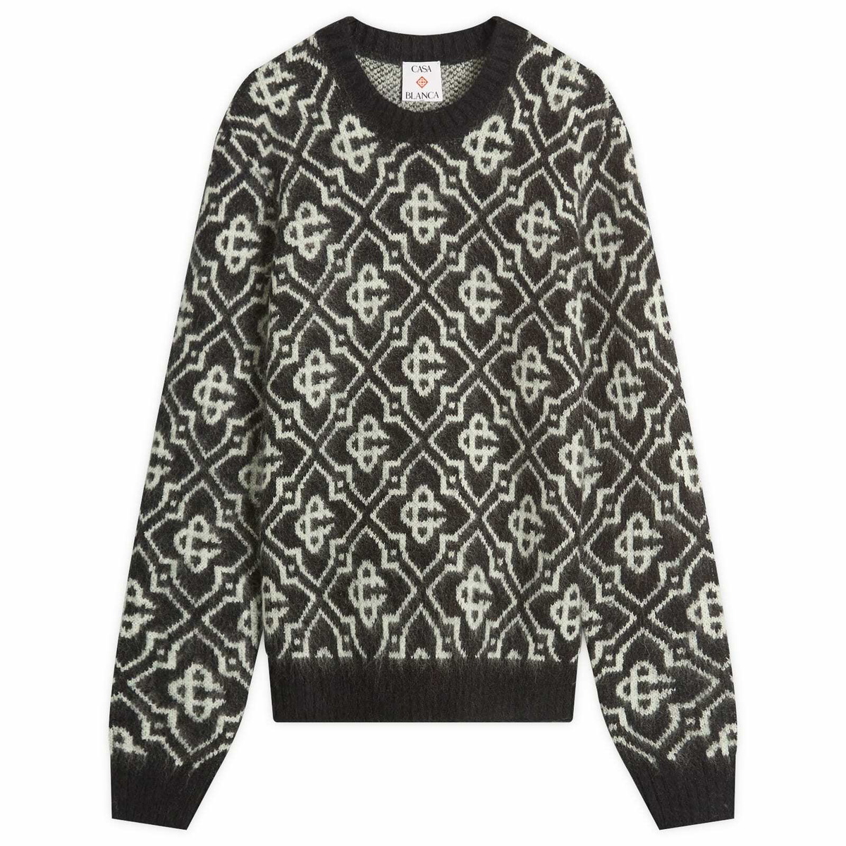 Casablanca Men's Monogram Mohair Blend Crew Sweatshirt in Black