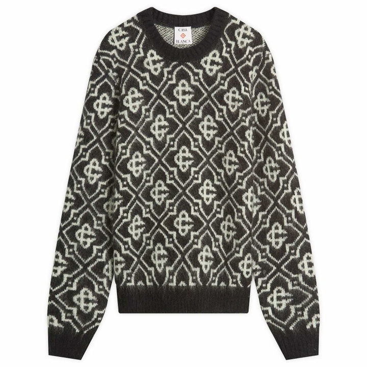 Photo: Casablanca Men's Monogram Mohair Blend Crew Sweatshirt in Black