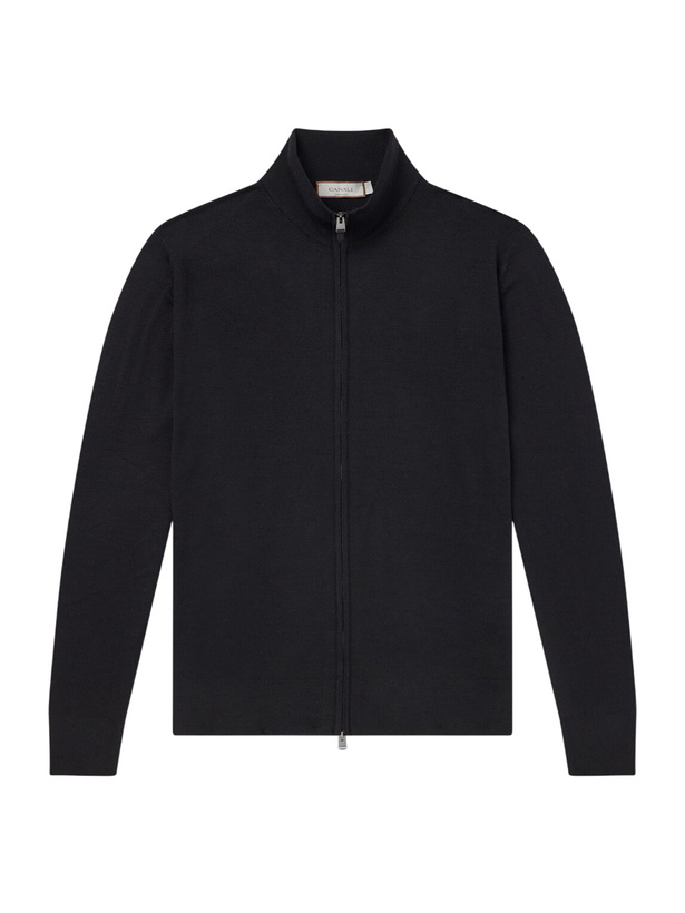 Photo: Canali - Wool Zip-Up Sweater - Black