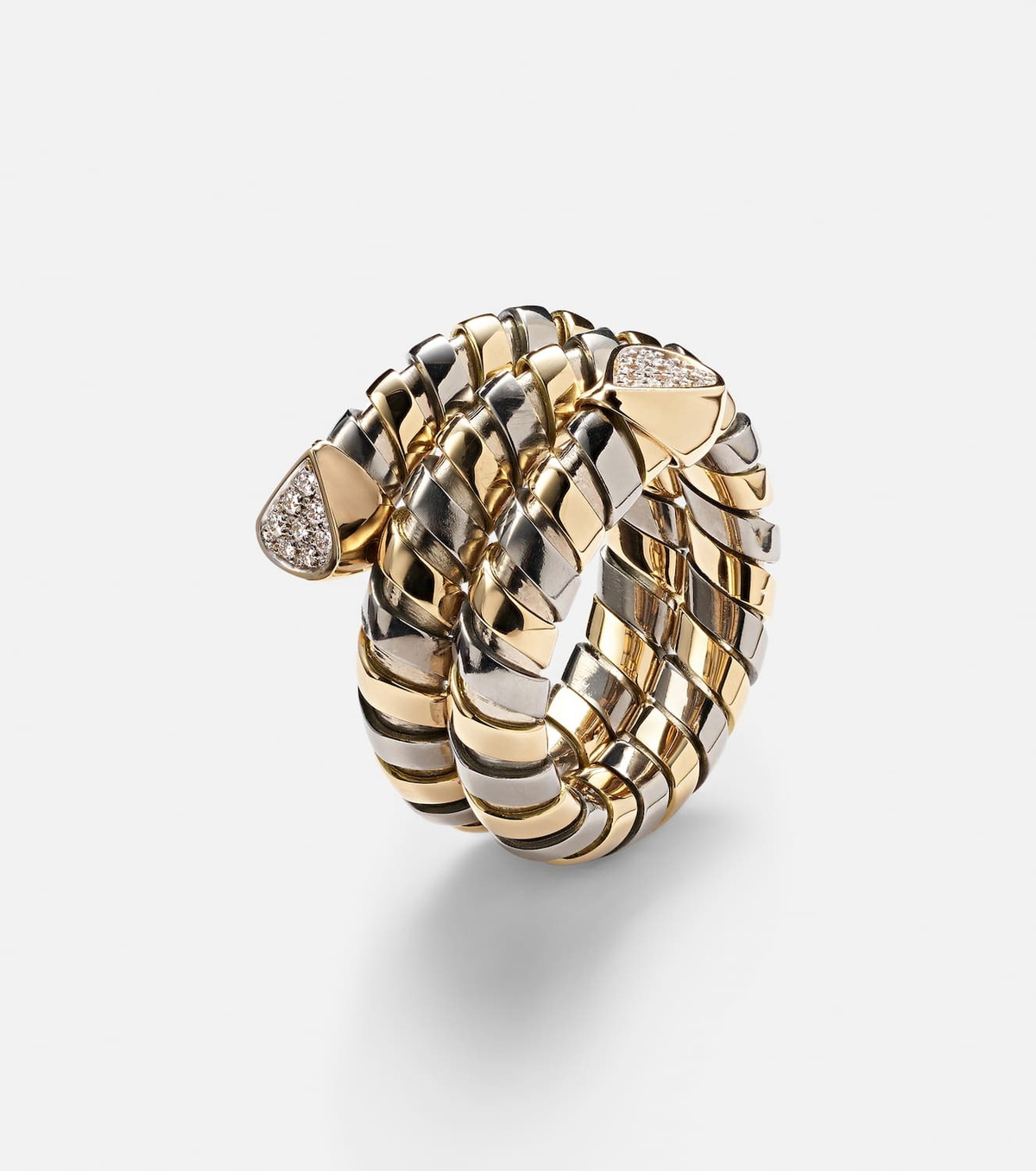 Marina B Trisola 18kt gold and titanium ring with diamonds