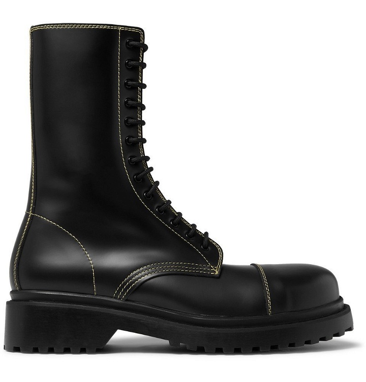 Photo: Balenciaga - Cap-Toe Leather Boots - Black