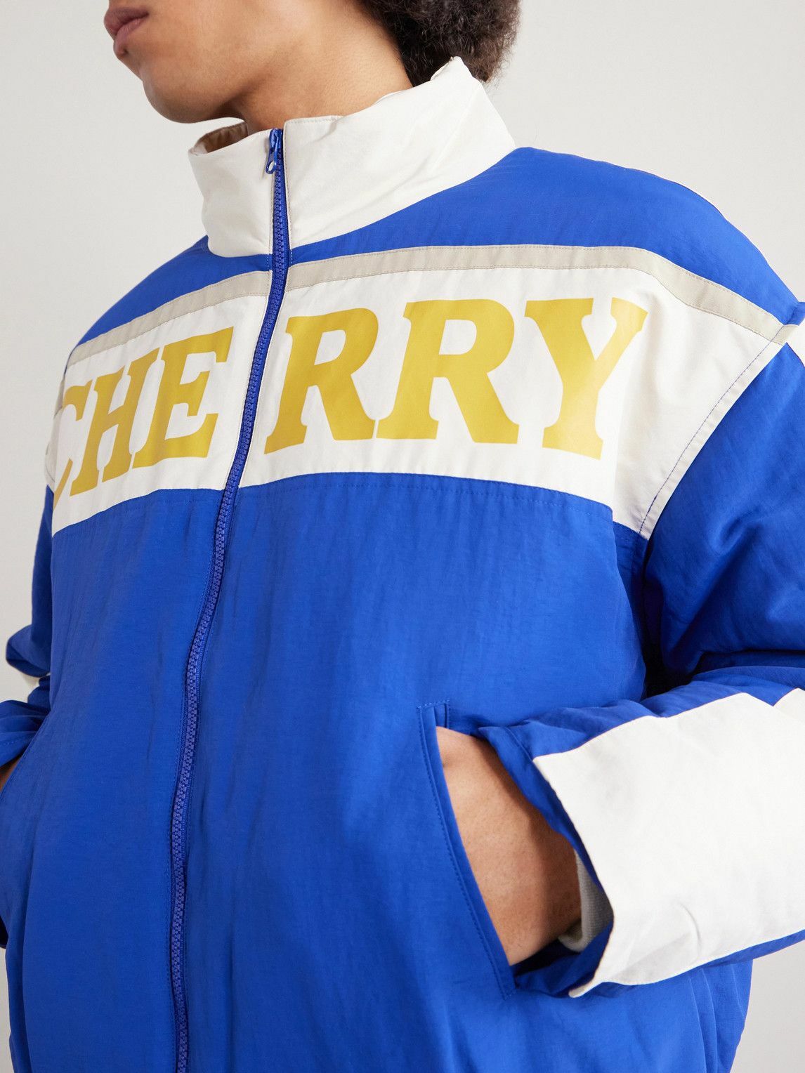 Cherry Los Angeles - Wrangler Logo-Print Shell Bomber Jacket - Blue