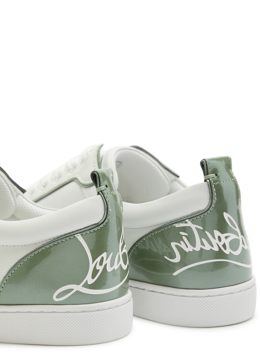 Christian Louboutin Fun Louise Junior Panelled Leather Sneakers White And Green