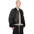 Rick Owens Black Tower Secchia Flight Leather Bomber Jacket