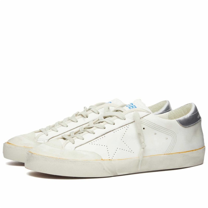 Photo: Golden Goose Men's Super Star Leather Sneakers in White/Ivory/Silver
