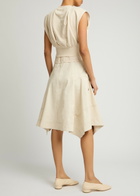 3.1 Phillip Lim Layered Jersey and Denim Midi Dress Ecru
