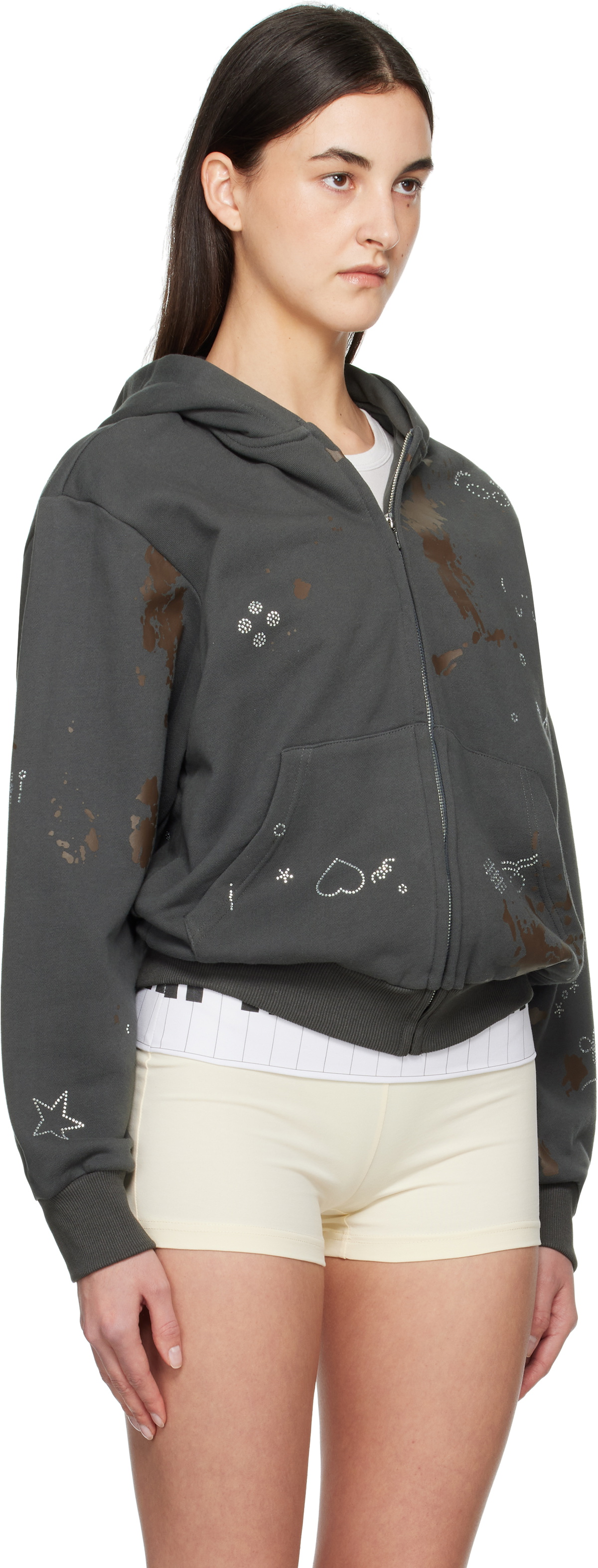 Praying Gray Mud Rhinestone Hoodie