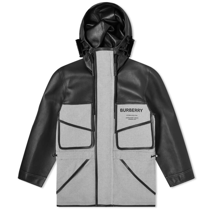 Photo: Burberry Hooded Canvas & Leather Jacket