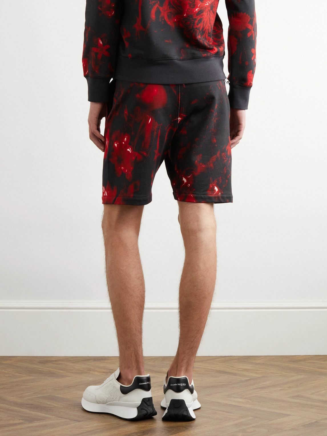 Alexander McQueen - Straight-Leg Printed Cotton-Jersey Bermuda Shorts - Red  Alexander McQueen