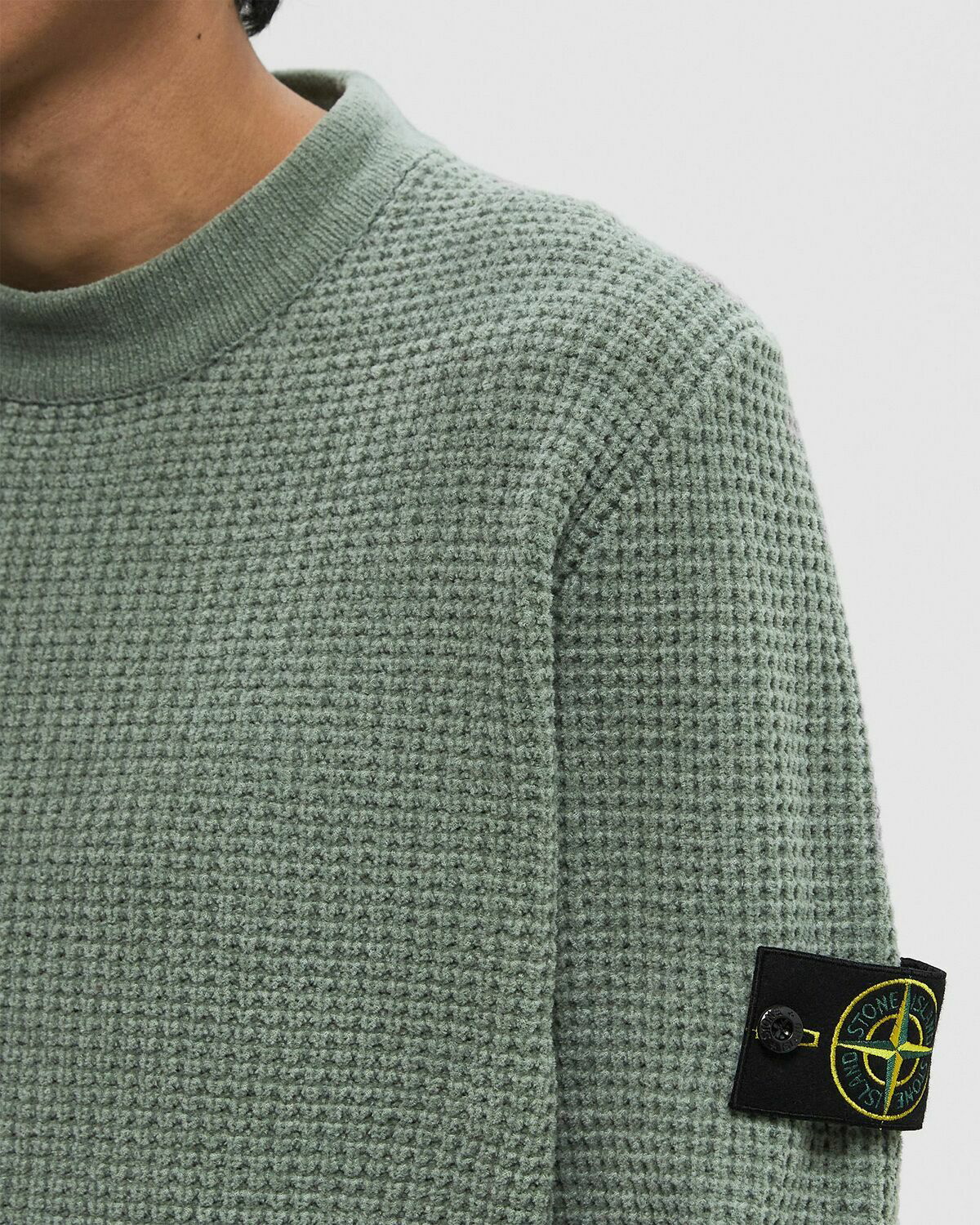 Stone Island COTTON CHENILLE MOCK NECK JUMPER Green Mens Pullover