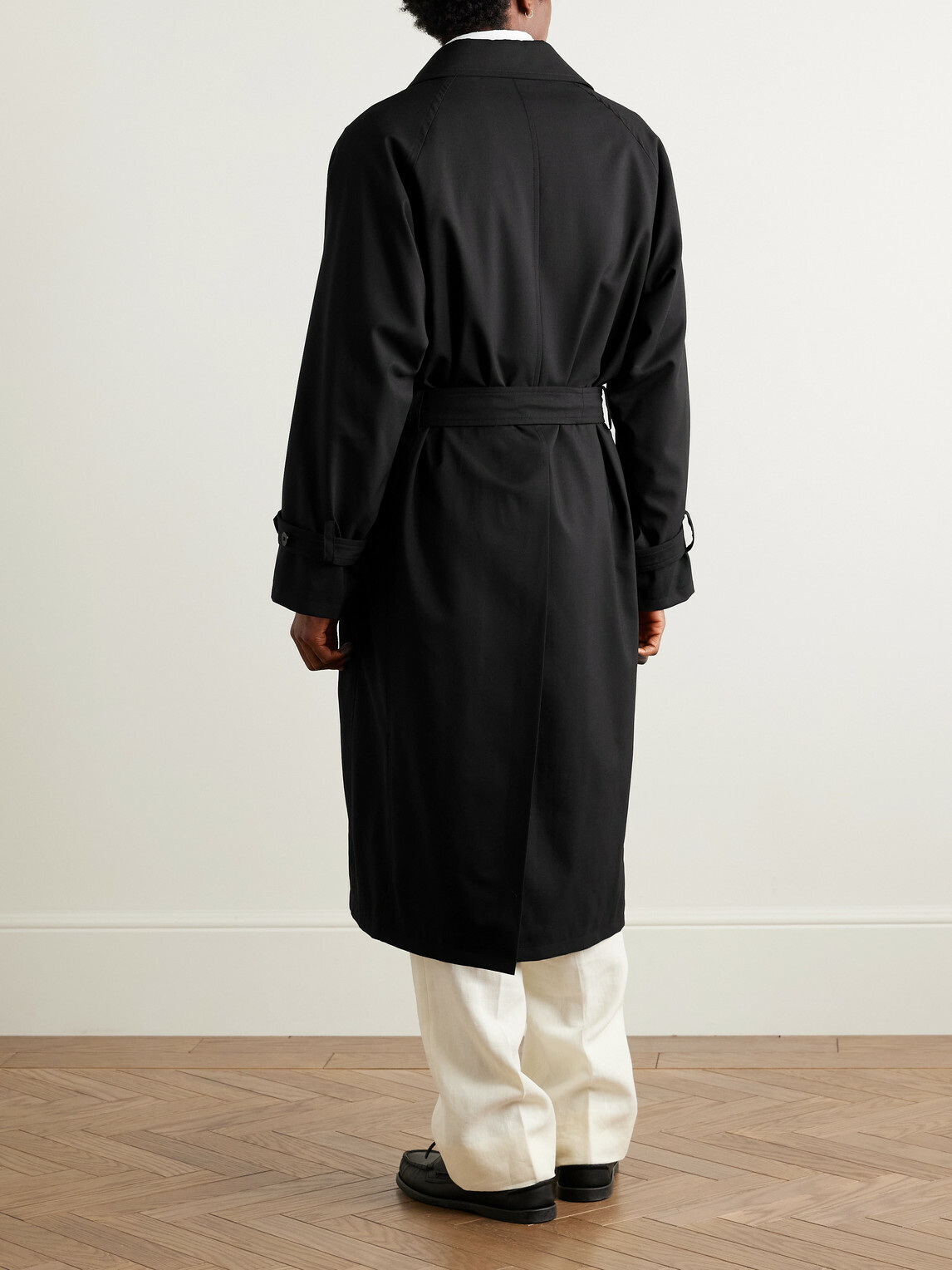 Stòffa - Belted Wool Trench Coat - Black