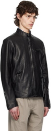 Polo Ralph Lauren Black Café Racer Leather Jacket