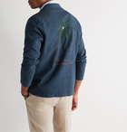 Altea - Embroidered Stretch Cotton and Silk-Blend Chore Jacket - Blue