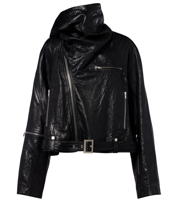 Photo: Rick Owens Scarf Light leather biker jacket