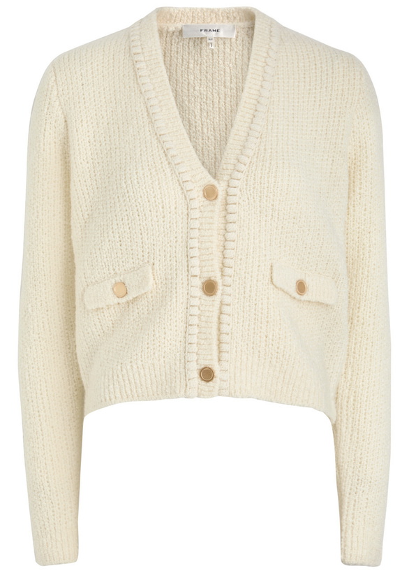 Photo: Frame Bouclé Wool-blend Cardigan Cream