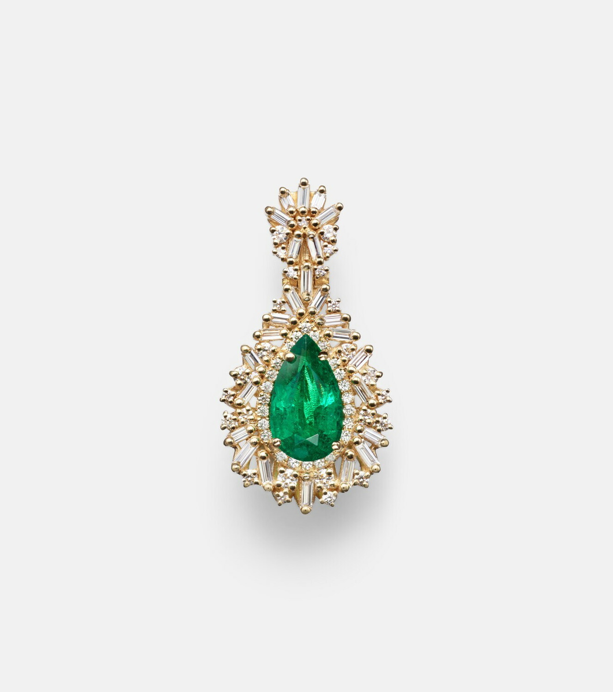 Suzanne Kalan 18kt gold pendant with emerald and diamonds