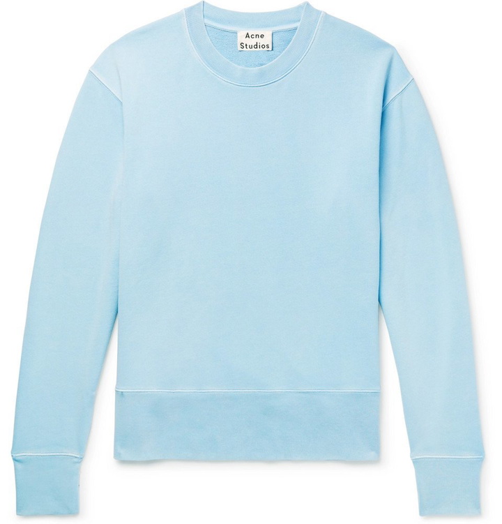 Photo: Acne Studios - Garment-Dyed Loopback Cotton-Jersey Sweatshirt - Men - Light blue