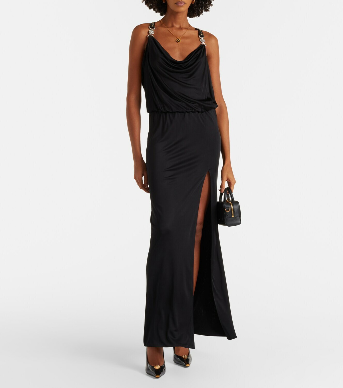 Versace Embellished jersey gown