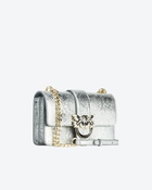 Pinko Pinko Galleria Mini Love Bag One In Punched Reptile Skin Silver Light Gold