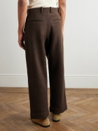 Kartik Research - Straight-Leg Pleated Brushed-Wool Trousers - Brown