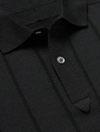 John Smedley - Slim-Fit Ribbed Merino Wool Polo Shirt - Black