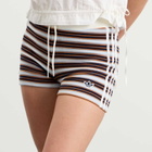 Adidas Women's Striped Terry Mini Shorts in Multicolor/Crystal Sky