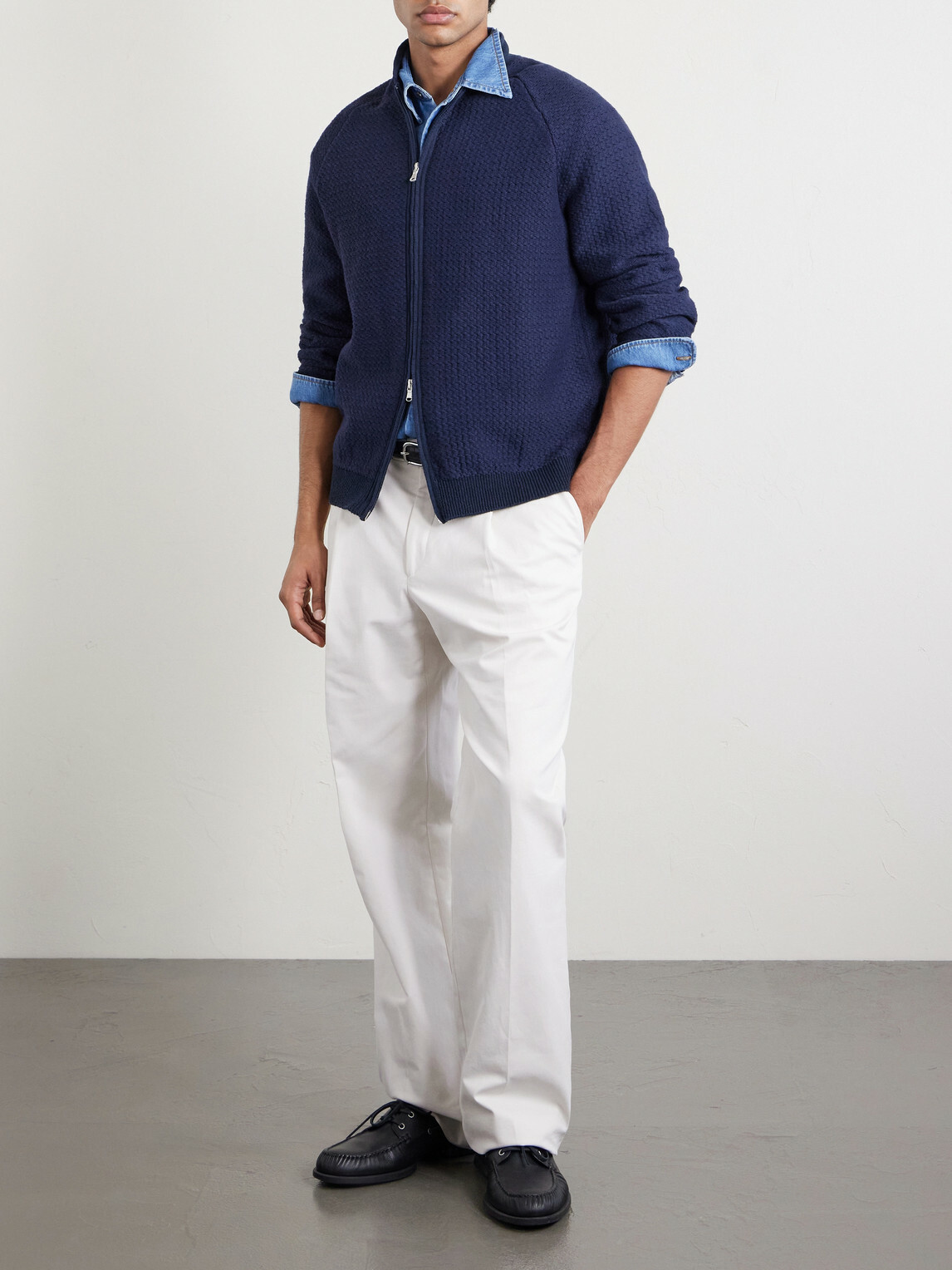 Inis Meáin - Tonnta Merino Wool, Baby Alpaca and Silk-Blend Bomber Jacket - Blue