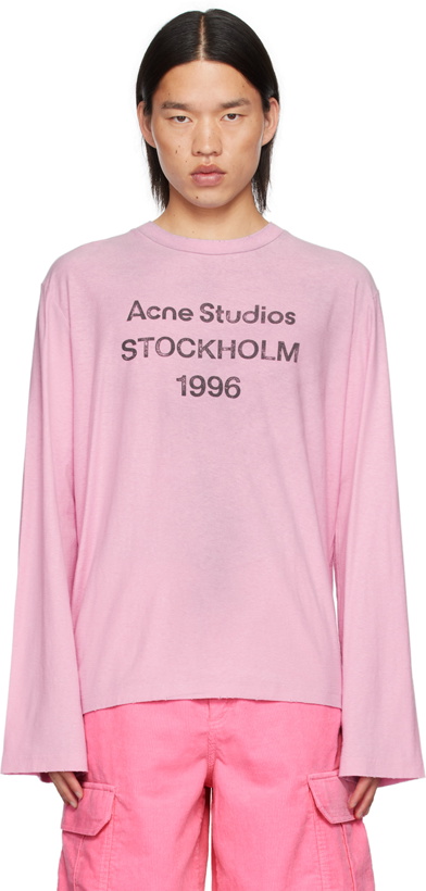 Photo: Acne Studios Pink Relaxed-Fit Long Sleeve T-Shirt