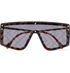 Fendi - Shield-Frame Logo-Print Tortoiseshell Acetate and Gold-Tone Sunglasses - Black