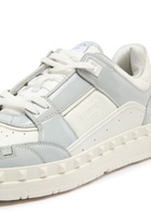 Valentino Freedots Panelled Leather Sneakers White And Grey