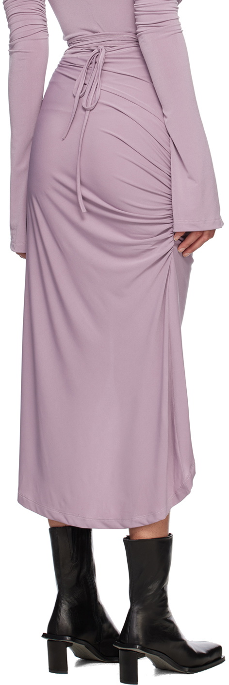 SRVC Purple Ruched Midi Skirt