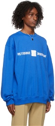 We11done Blue Patched Mirror Logo Sweatshirt