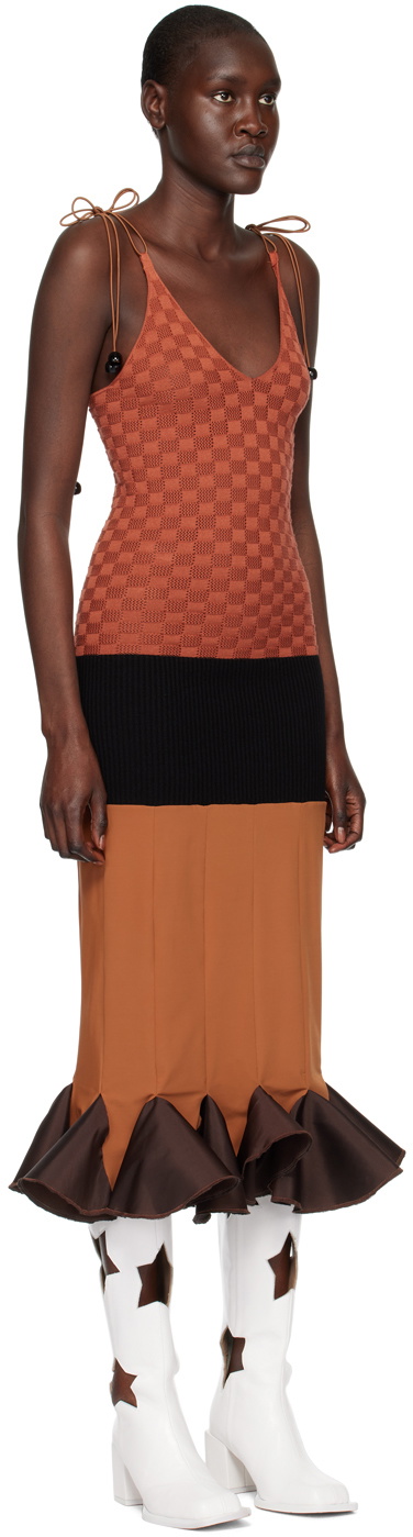 ANDREJ GRONAU SSENSE Exclusive Brown Midi Dress