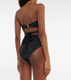 Self-Portrait Ruched high-rise bikini bottoms