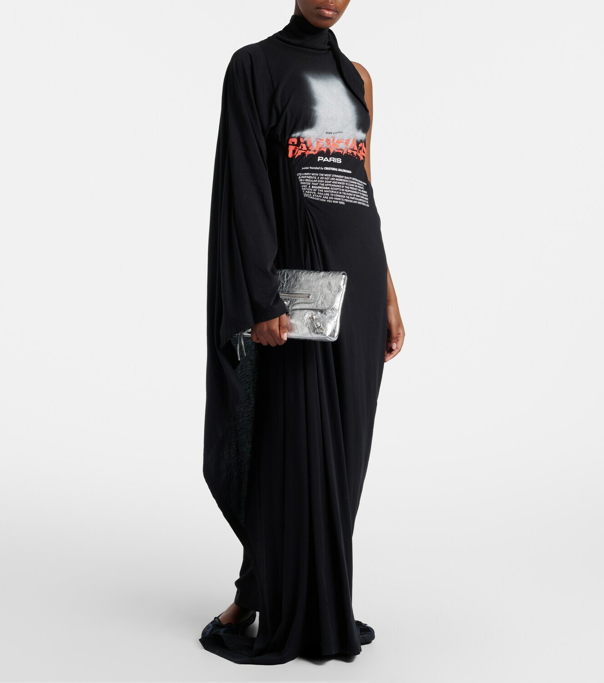 Balenciaga Le City metallic leather clutch